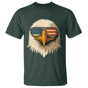 Patriotic Bald Eagle T Shirt With Sunglasses American Flag Vintage TS02 Dark Forest Green Print Your Wear
