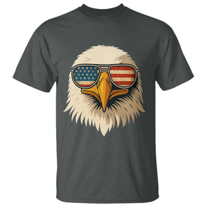 Patriotic Bald Eagle T Shirt With Sunglasses American Flag Vintage TS02 Dark Heather Print Your Wear