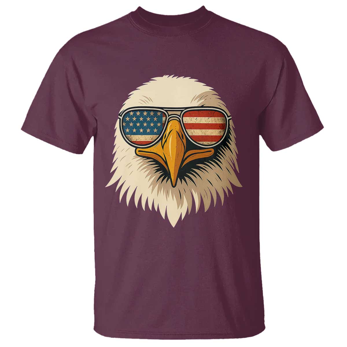 Patriotic Bald Eagle T Shirt With Sunglasses American Flag Vintage TS02 Maroon Print Your Wear