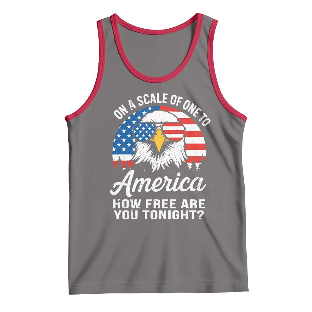 Patriotic Bald Eagle Tank Top On A Scale Of One To America How Free Are You Tonight TS02 Deep Heather Red Print Your Wear
