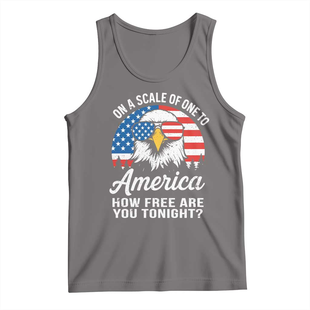 Patriotic Bald Eagle Tank Top On A Scale Of One To America How Free Are You Tonight TS02 Deep Heather Print Your Wear