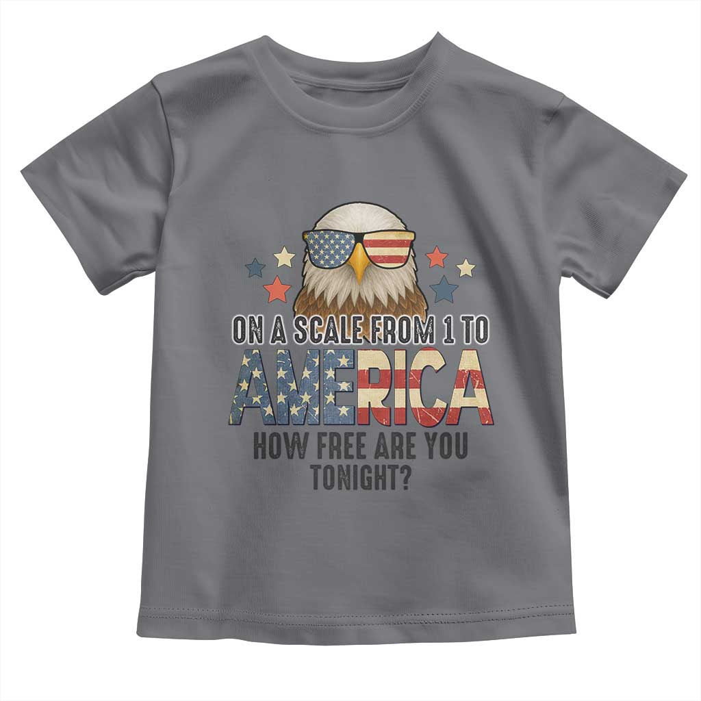Patriotic Bald Eagle Toddler T Shirt How Free Are You Tonight 4th of July TS02 Charcoal Print Your Wear