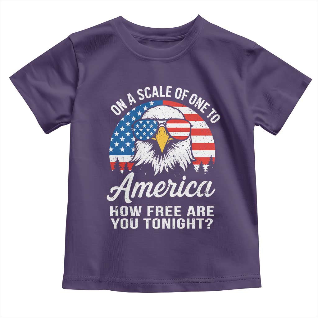 Patriotic Bald Eagle Toddler T Shirt On A Scale Of One To America How Free Are You Tonight TS02 Purple Print Your Wear