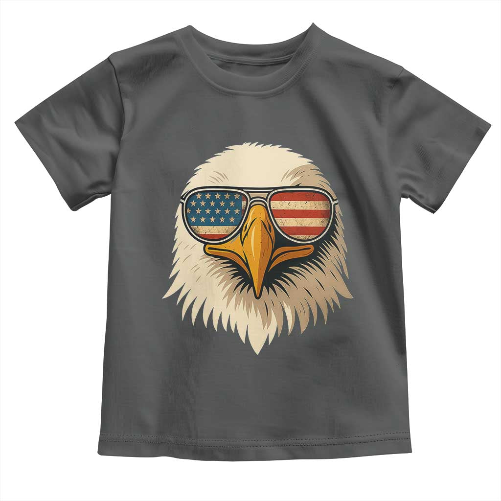 Patriotic Bald Eagle Toddler T Shirt With Sunglasses American Flag Vintage TS02 Dark Heather Print Your Wear
