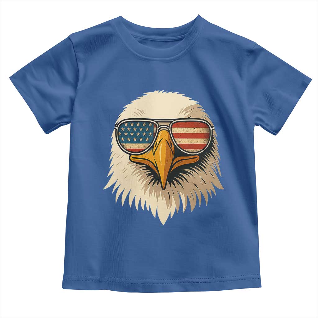 Patriotic Bald Eagle Toddler T Shirt With Sunglasses American Flag Vintage TS02 Royal Blue Print Your Wear