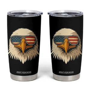 Patriotic Bald Eagle Tumbler Cup With Sunglasses American Flag Vintage TS02 Black Print Your Wear