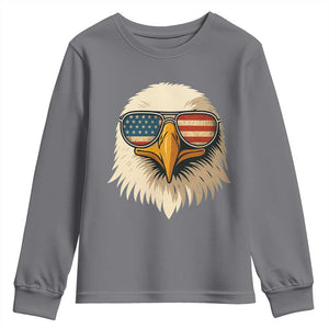 Patriotic Bald Eagle Youth Sweatshirt With Sunglasses American Flag Vintage TS02 Charcoal Print Your Wear