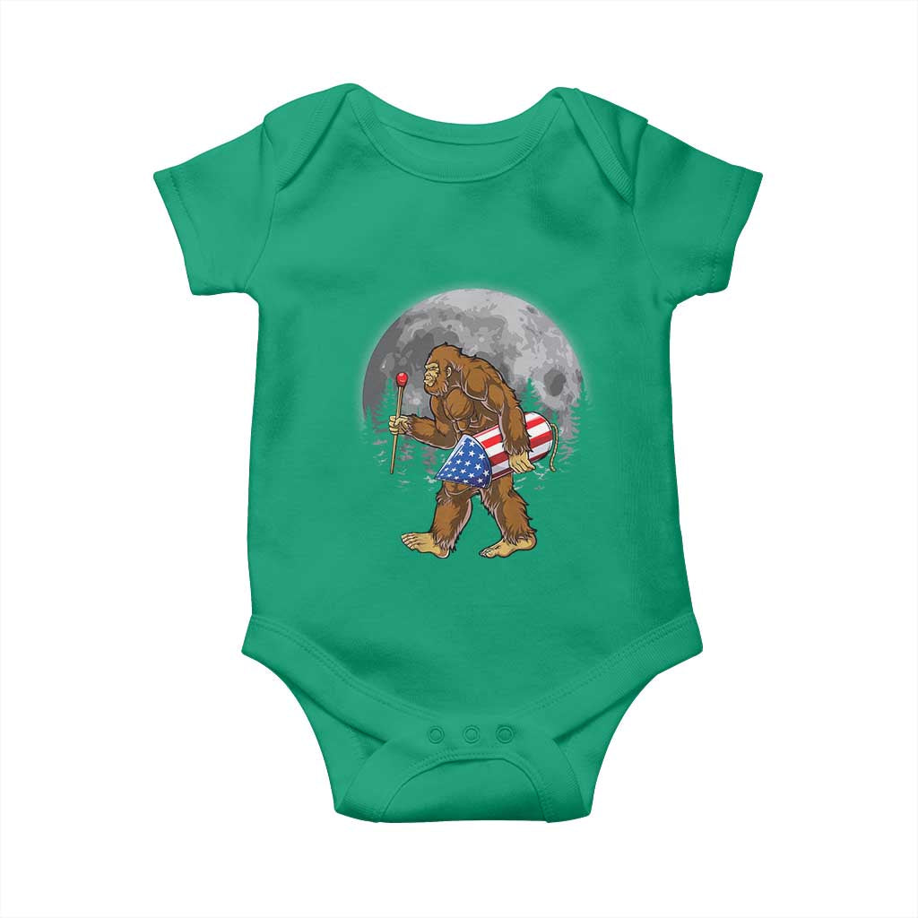 Patriotic Bigfoot 4th of July Baby Onesie American Flag Merica Fireworks Sasquatch Moon TS10 Irish Green Print Your Wear