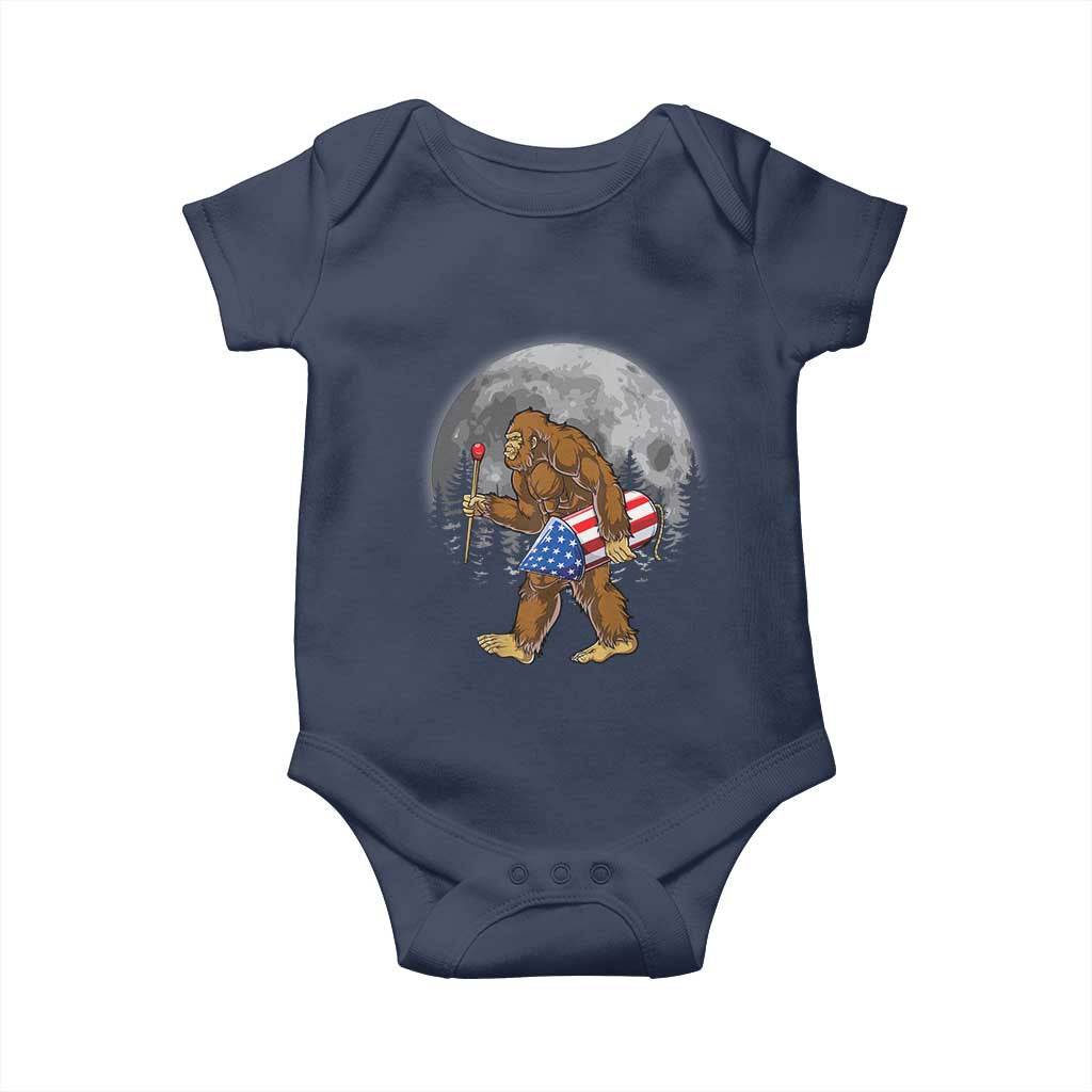 Patriotic Bigfoot 4th of July Baby Onesie American Flag Merica Fireworks Sasquatch Moon TS10 Navy Print Your Wear