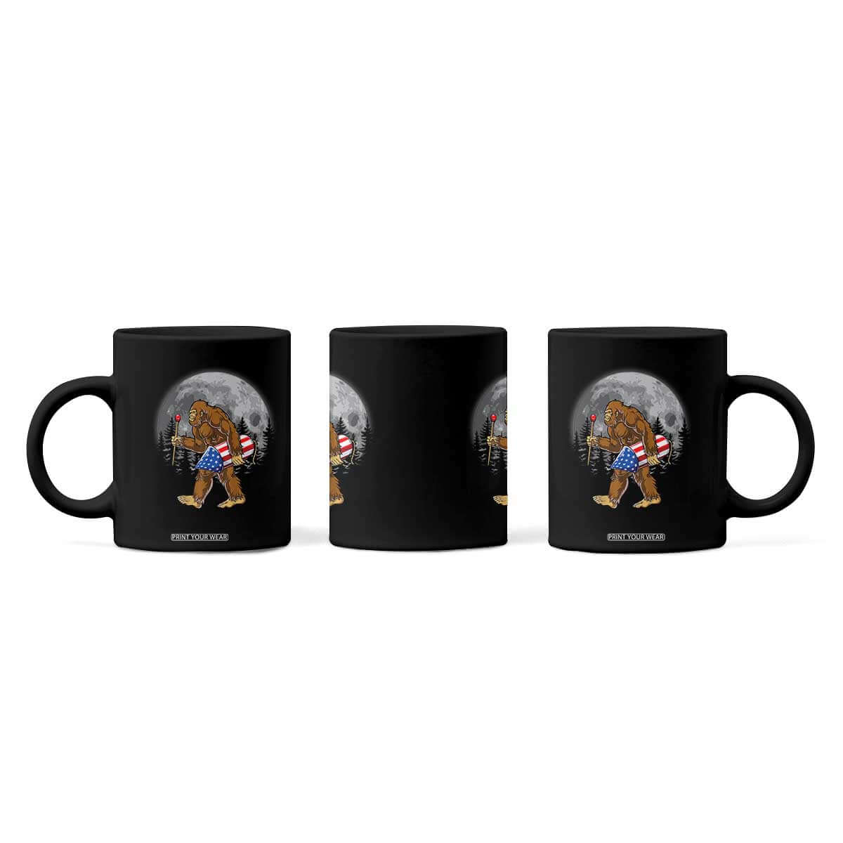 Patriotic Bigfoot 4th of July Coffee Mug American Flag Merica Fireworks Sasquatch Moon TS10 Print Your Wear