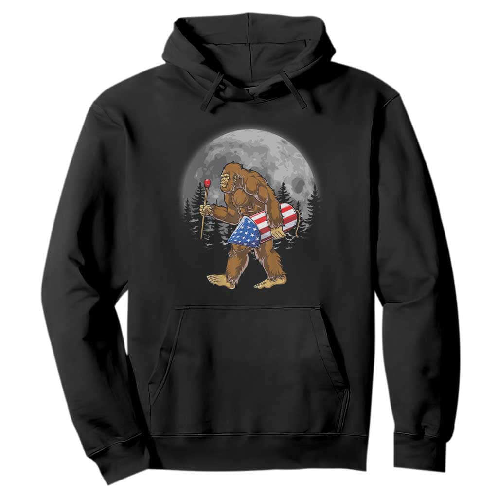 Patriotic Bigfoot 4th of July Hoodie American Flag Merica Fireworks Sasquatch Moon TS10 Black Print Your Wear