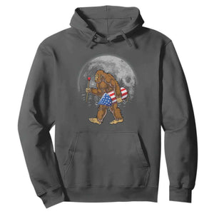 Patriotic Bigfoot 4th of July Hoodie American Flag Merica Fireworks Sasquatch Moon TS10 Dark Heather Print Your Wear