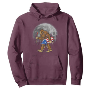 Patriotic Bigfoot 4th of July Hoodie American Flag Merica Fireworks Sasquatch Moon TS10 Maroon Print Your Wear