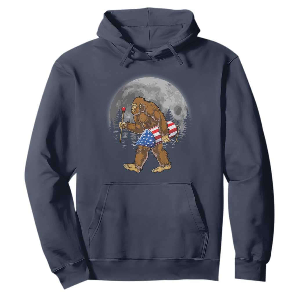 Patriotic Bigfoot 4th of July Hoodie American Flag Merica Fireworks Sasquatch Moon TS10 Navy Print Your Wear