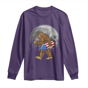 Patriotic Bigfoot 4th of July Long Sleeve Shirt American Flag Merica Fireworks Sasquatch Moon TS10 Purple Print Your Wear