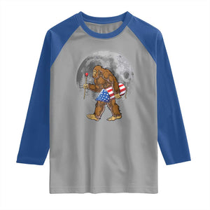Patriotic Bigfoot 4th of July Raglan Shirt American Flag Merica Fireworks Sasquatch Moon TS10 Sport Gray Royal Print Your Wear