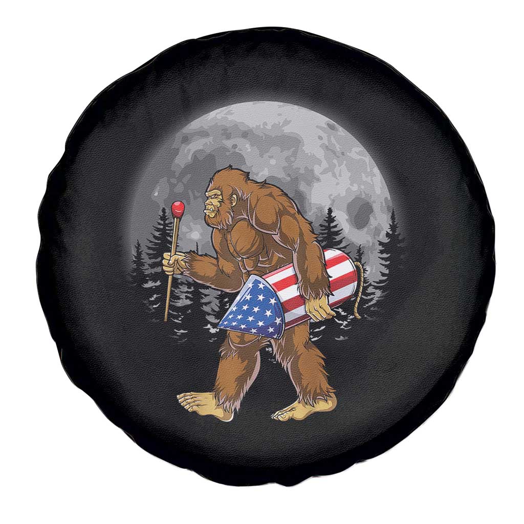 Patriotic Bigfoot 4th of July Spare Tire Cover American Flag Merica Fireworks Sasquatch Moon TS10 Print Your Wear