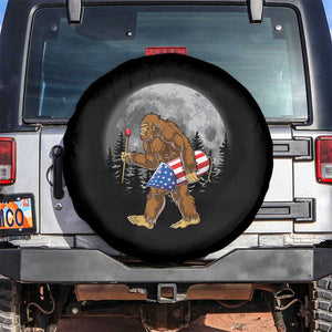 Patriotic Bigfoot 4th of July Spare Tire Cover American Flag Merica Fireworks Sasquatch Moon TS10 No hole Black Print Your Wear