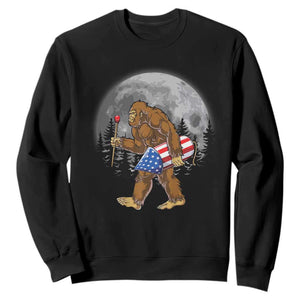 Patriotic Bigfoot 4th of July Sweatshirt American Flag Merica Fireworks Sasquatch Moon TS10 Black Print Your Wear