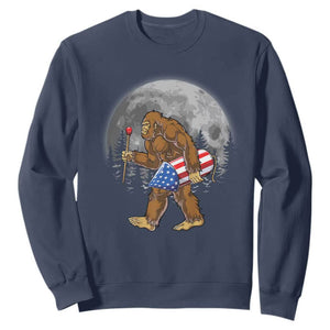 Patriotic Bigfoot 4th of July Sweatshirt American Flag Merica Fireworks Sasquatch Moon TS10 Navy Print Your Wear