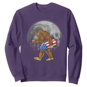 Patriotic Bigfoot 4th of July Sweatshirt American Flag Merica Fireworks Sasquatch Moon TS10 Purple Print Your Wear