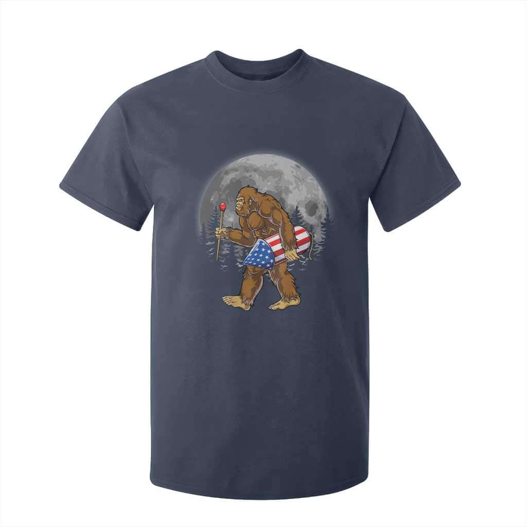 Patriotic Bigfoot 4th of July T Shirt For Kid American Flag Merica Fireworks Sasquatch Moon TS10 Navy Print Your Wear