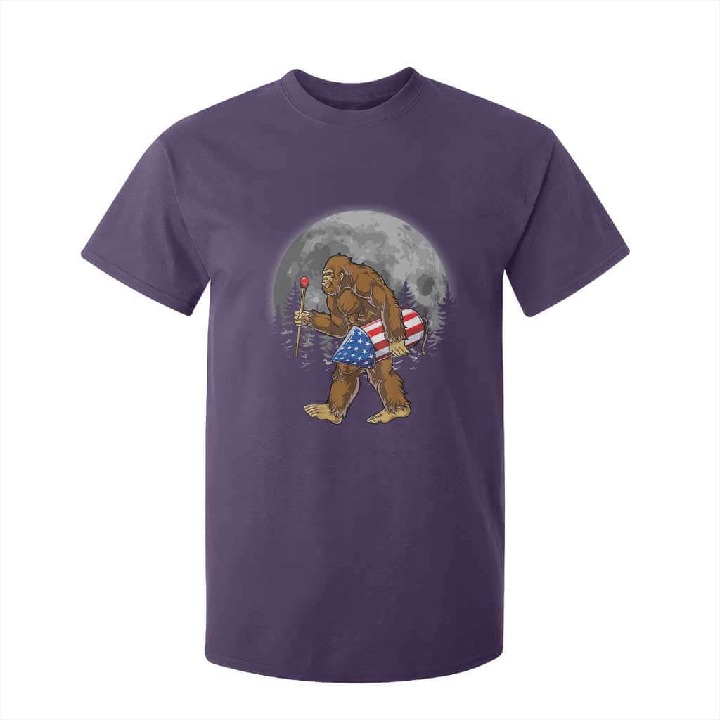 Patriotic Bigfoot 4th of July T Shirt For Kid American Flag Merica Fireworks Sasquatch Moon TS10 Purple Print Your Wear