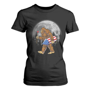 Patriotic Bigfoot 4th of July T Shirt For Women American Flag Merica Fireworks Sasquatch Moon TS10 Black Print Your Wear