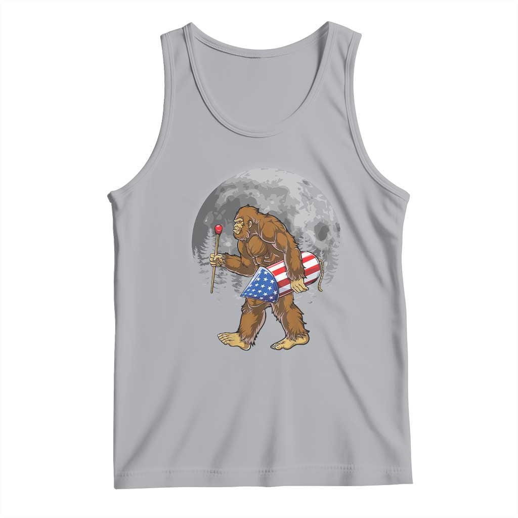 Patriotic Bigfoot 4th of July Tank Top American Flag Merica Fireworks Sasquatch Moon TS10 Athletic Heather Print Your Wear