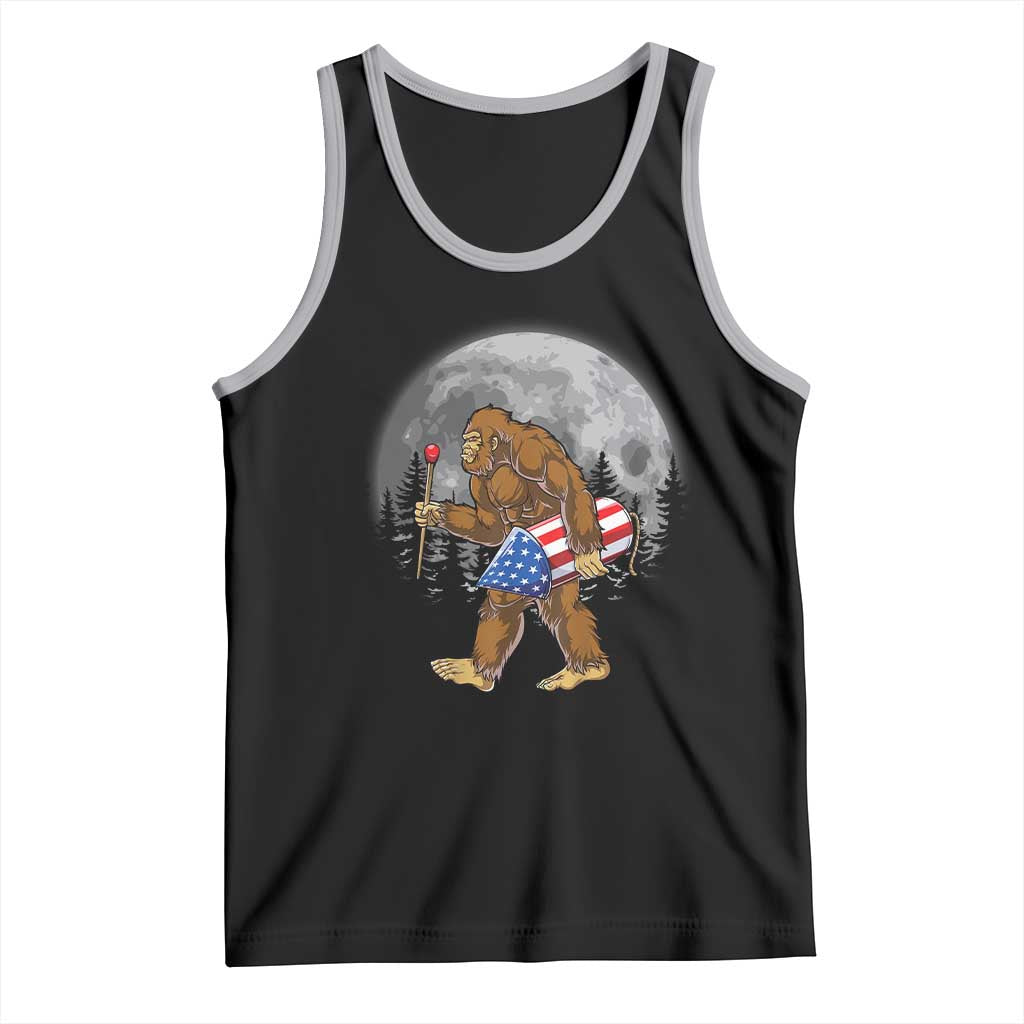 Patriotic Bigfoot 4th of July Tank Top American Flag Merica Fireworks Sasquatch Moon TS10 Black Athletic Heather Print Your Wear