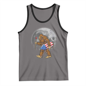 Patriotic Bigfoot 4th of July Tank Top American Flag Merica Fireworks Sasquatch Moon TS10 Deep Heather Black Print Your Wear