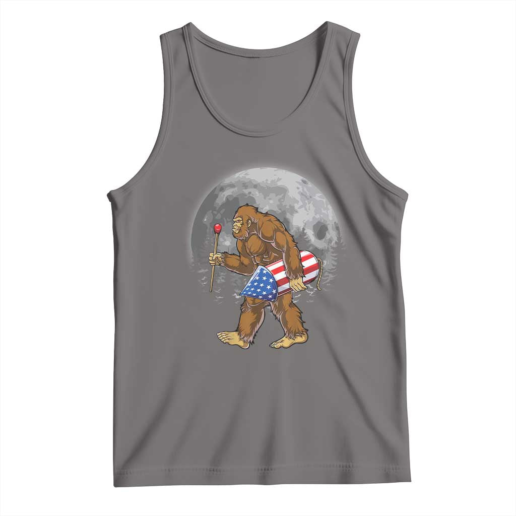 Patriotic Bigfoot 4th of July Tank Top American Flag Merica Fireworks Sasquatch Moon TS10 Deep Heather Print Your Wear