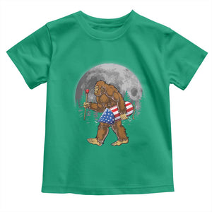 Patriotic Bigfoot 4th of July Toddler T Shirt American Flag Merica Fireworks Sasquatch Moon TS10 Irish Green Print Your Wear