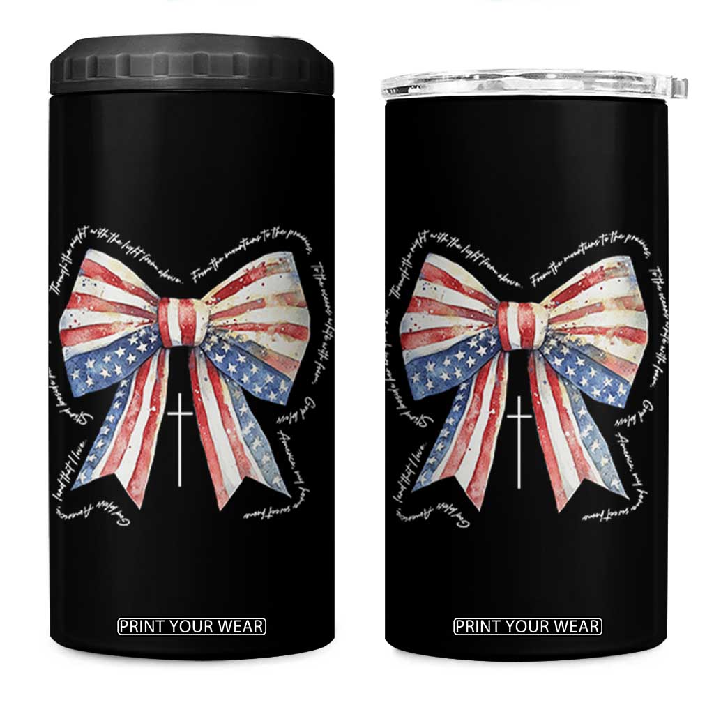 Patriotic Coquette 4th Of July 4 in 1 Can Cooler Tumbler God Bless America TS10 One Size: 16 oz Black Print Your Wear