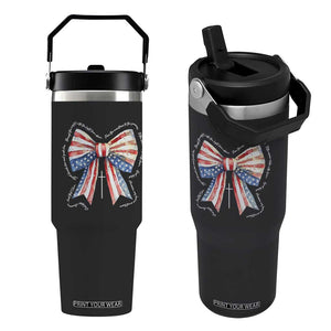Patriotic Coquette 4th Of July Flip Straw Tumbler God Bless America TS10 One Size: 30 oz Black Print Your Wear