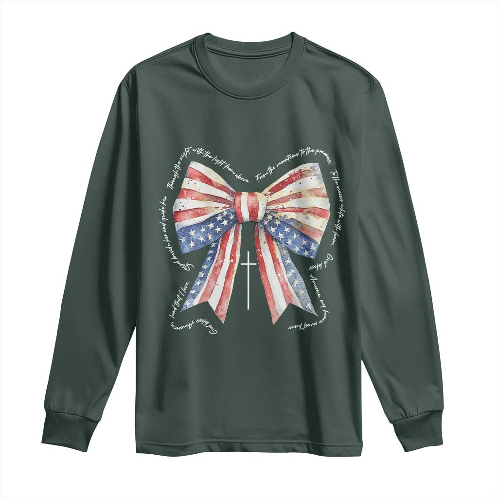 Patriotic Coquette 4th Of July Long Sleeve Shirt God Bless America TS10 Dark Forest Green Print Your Wear