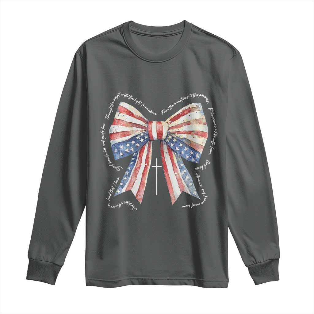 Patriotic Coquette 4th Of July Long Sleeve Shirt God Bless America TS10 Dark Heather Print Your Wear