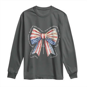 Patriotic Coquette 4th Of July Long Sleeve Shirt God Bless America TS10 Dark Heather Print Your Wear