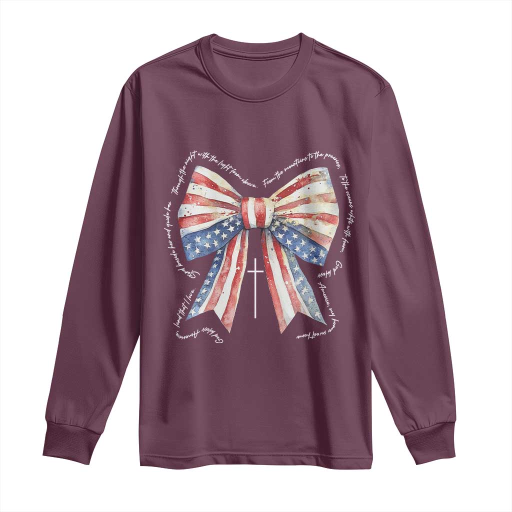 Patriotic Coquette 4th Of July Long Sleeve Shirt God Bless America TS10 Maroon Print Your Wear