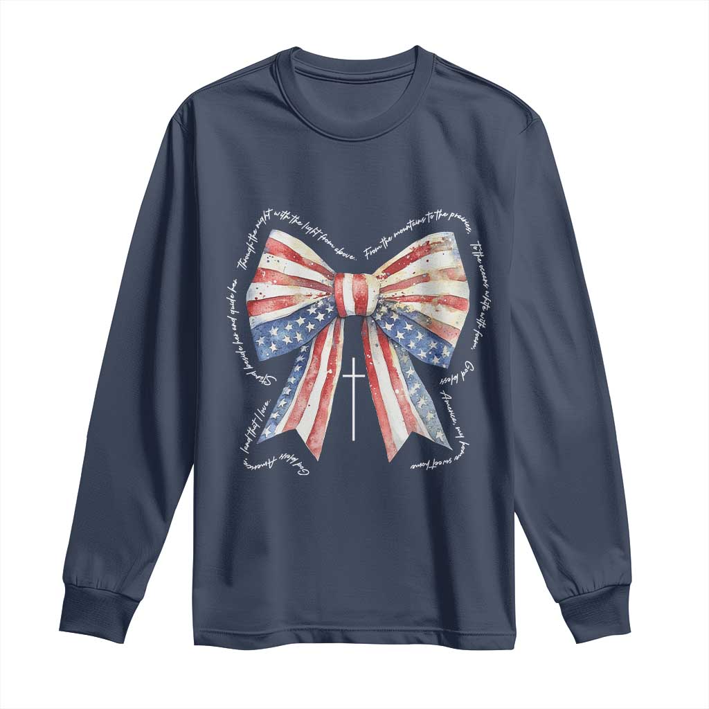 Patriotic Coquette 4th Of July Long Sleeve Shirt God Bless America TS10 Navy Print Your Wear