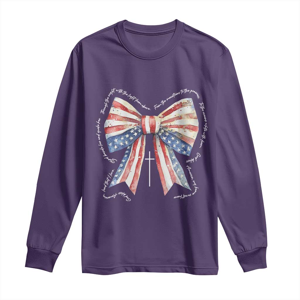 Patriotic Coquette 4th Of July Long Sleeve Shirt God Bless America TS10 Purple Print Your Wear