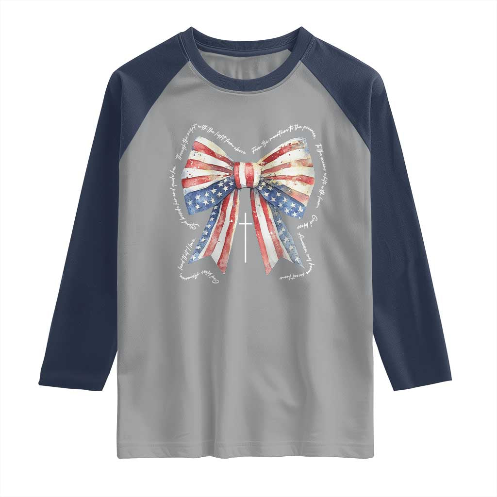 Patriotic Coquette 4th Of July Raglan Shirt God Bless America TS10 Sport Gray Navy Print Your Wear