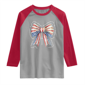 Patriotic Coquette 4th Of July Raglan Shirt God Bless America TS10 Sport Gray Red Print Your Wear