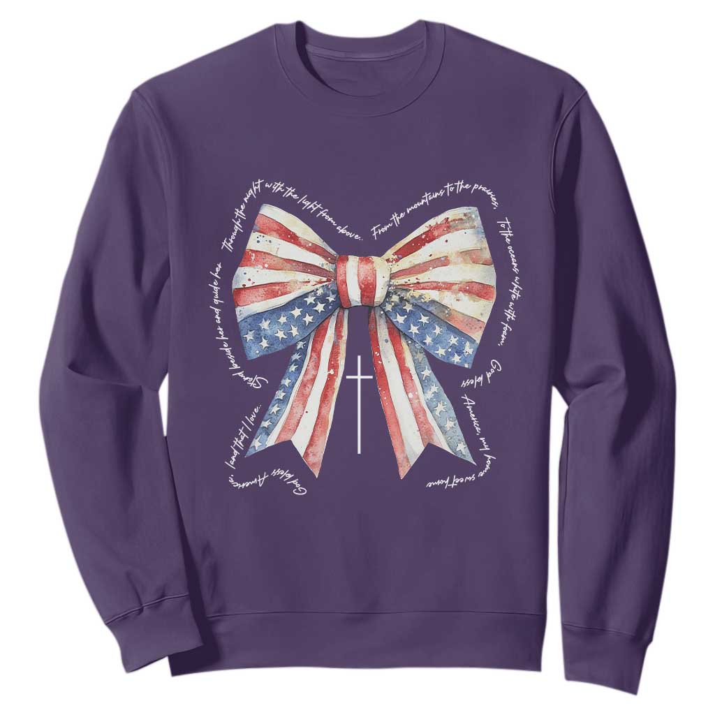 Patriotic Coquette 4th Of July Sweatshirt God Bless America TS10 Purple Print Your Wear