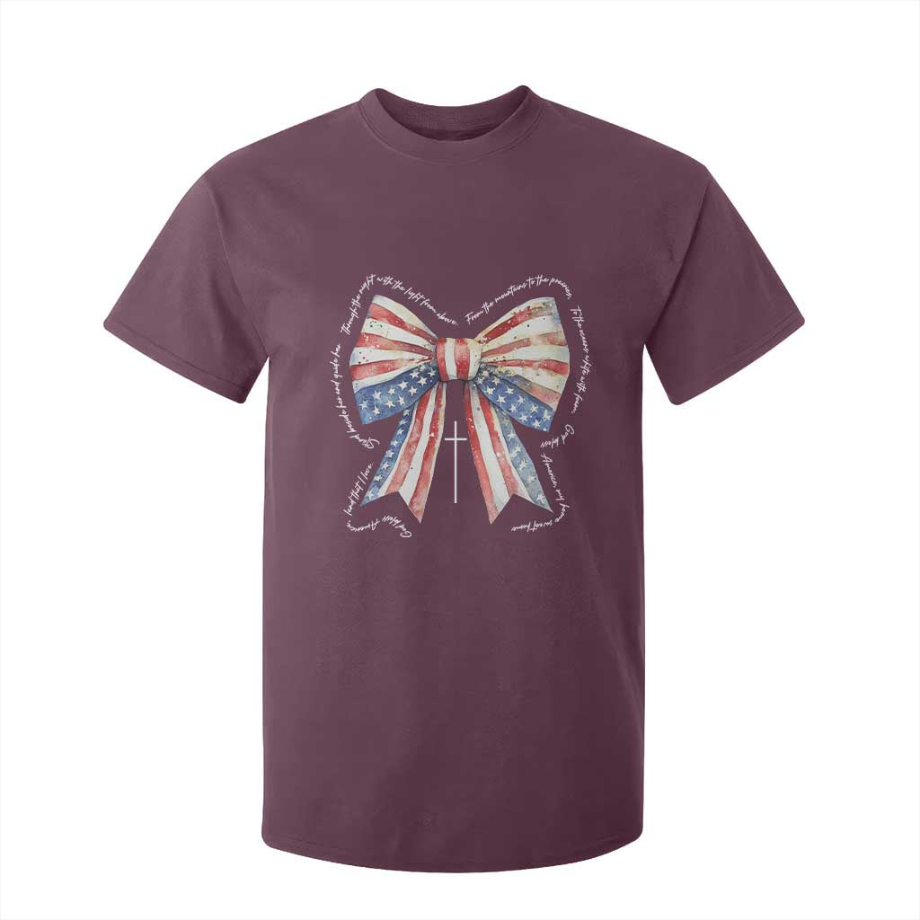 Patriotic Coquette 4th Of July T Shirt For Kid God Bless America TS10 Maroon Print Your Wear