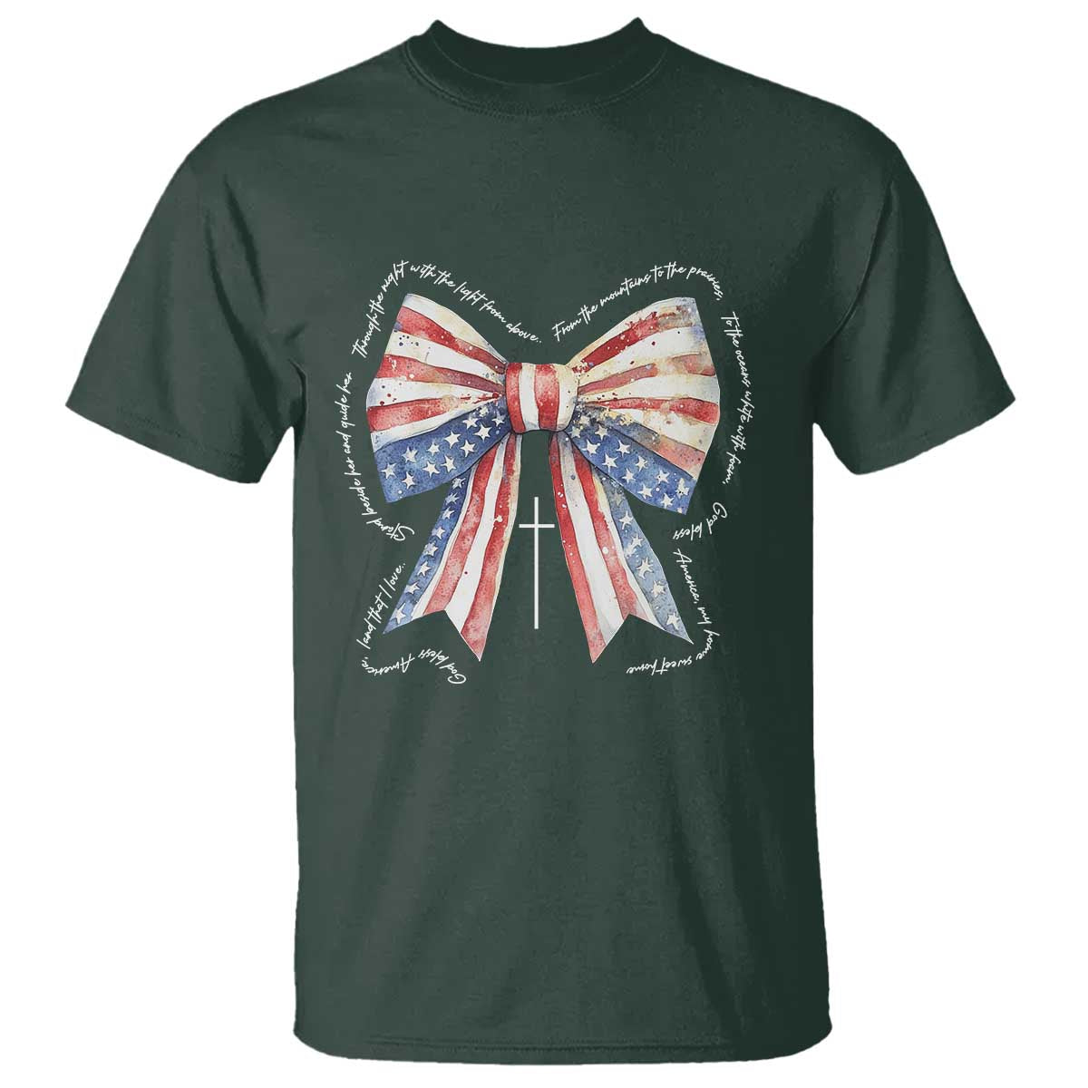 Patriotic Coquette 4th Of July T Shirt God Bless America TS10 Dark Forest Green Print Your Wear
