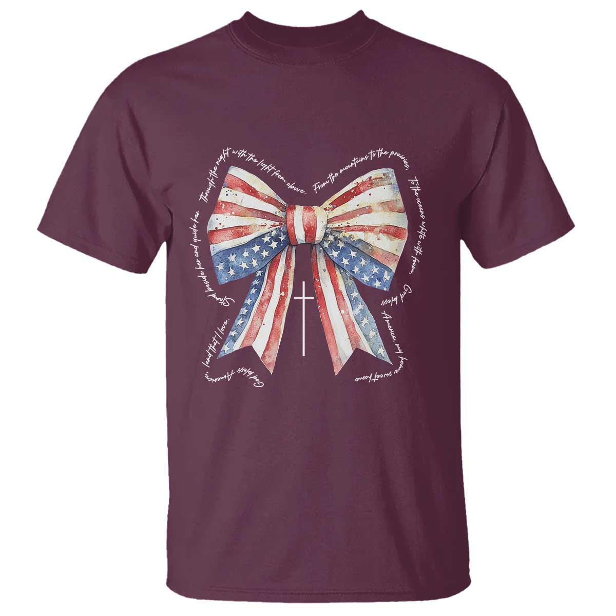Patriotic Coquette 4th Of July T Shirt God Bless America TS10 Maroon Print Your Wear