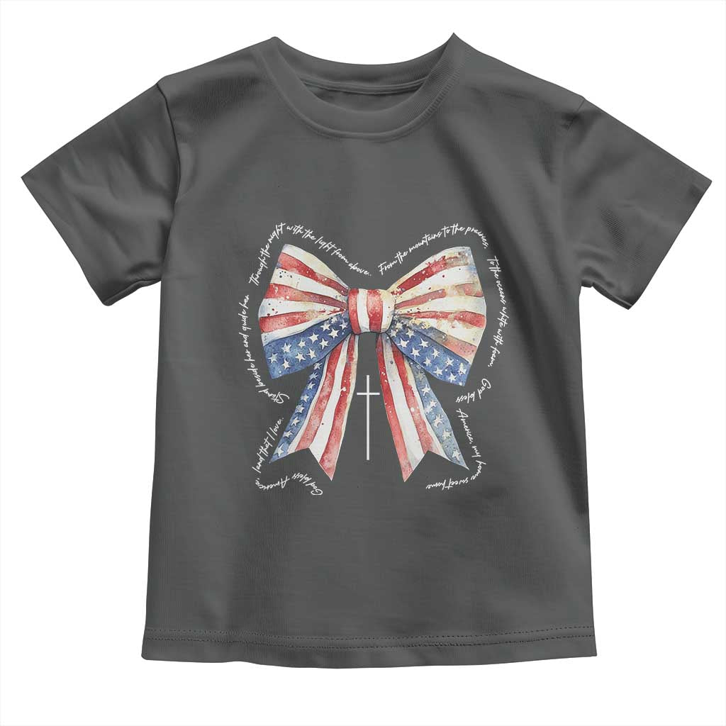 Patriotic Coquette 4th Of July Toddler T Shirt God Bless America TS10 Dark Heather Print Your Wear