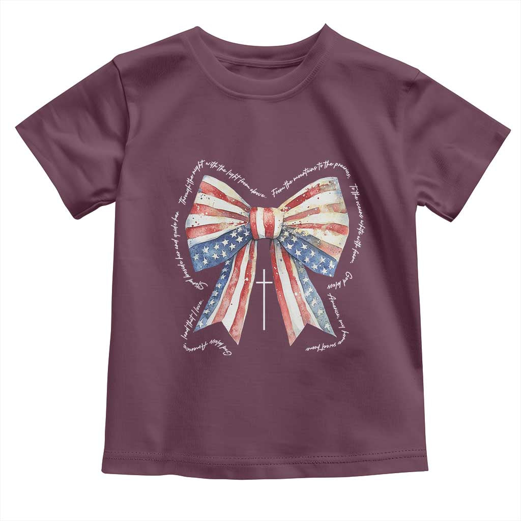 Patriotic Coquette 4th Of July Toddler T Shirt God Bless America TS10 Maroon Print Your Wear