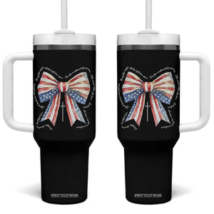 Patriotic Coquette 4th Of July Tumbler With Handle God Bless America TS10 One Size: 40 oz Black Print Your Wear